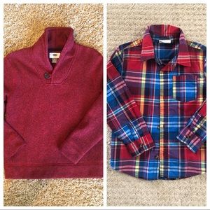 Size 6 and 5T coordinating shirt and sweater